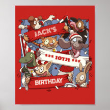 Add Your Name Birthday Party Animal Fans Cartoon