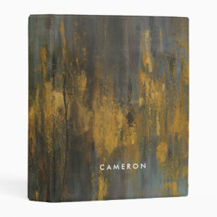 Add Your Name Black and Gold Abstract Print Mini Binder