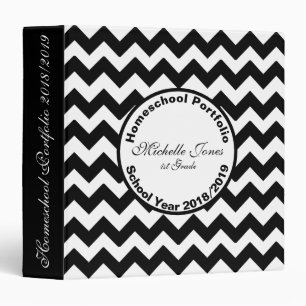Add Your Name Black and White Chevron Homeschool 3 Ring Binder