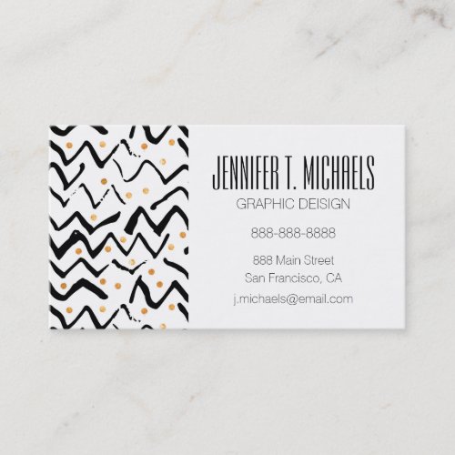 Add Your Name  Black Brush Strokes  Dots Business Card