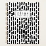 Add Your Name | Black Brush Strokes Pattern Planner