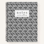 Add Your Name | Black Hand Drawn Chevron Pattern Notebook