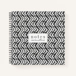 Add Your Name | Black Hand Drawn Chevron Pattern Notebook