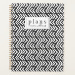Add Your Name | Black Hand Drawn Chevron Pattern Planner