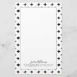 Add Your Name | Black Ink Stoke Cross Pattern Stationery