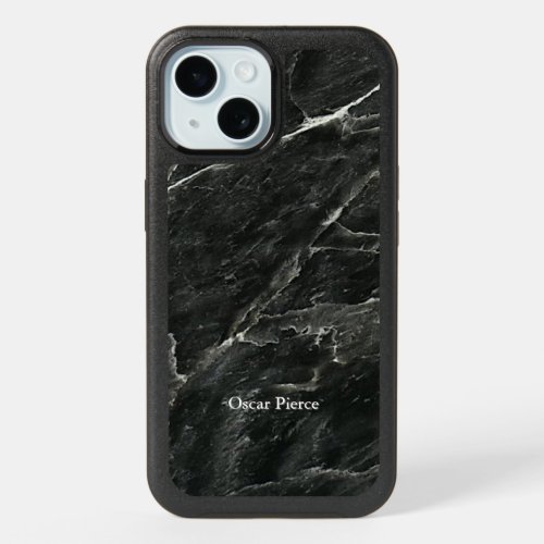 Add Your Name Black Marble iPhone 15 Case