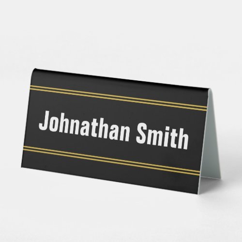 Add Your Name Black White and Gold Text Template Table Tent Sign