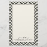 Add Your Name | Black &amp; White Geometric Pattern Stationery