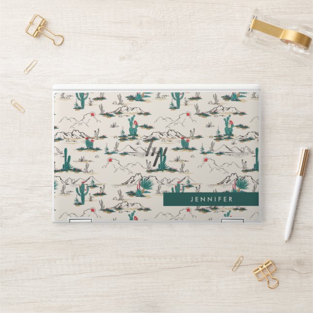 Add Your Name | Blooming Succulents Pattern HP Laptop Skin (Desk)