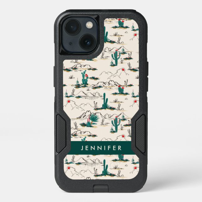 Add Your Name | Blooming Succulents Pattern Otterbox iPhone Case (Back)