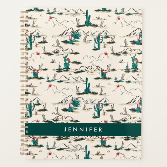 Add Your Name | Blooming Succulents Pattern Planner (Front)