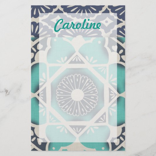 Add Your Name | Blue Batik Tile II (Front)