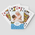 Add Your Name | Blue Beach Pattern Poker Cards