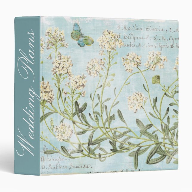 Add Your Name | Blue Botanical 3 Ring Binder (Front/Spine)