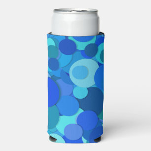 Add Your Name Blue Bubbles Abstract Design Seltzer Can Cooler