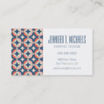 Add Your Name | Blue &amp; Coral Geometric Pattern Business Card