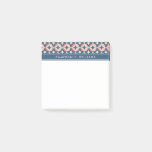 Add Your Name | Blue &amp; Coral Geometric Pattern Post-it Notes