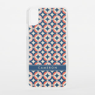 Add Your Name Blue & Coral Geometric Pattern iPhone XS Case