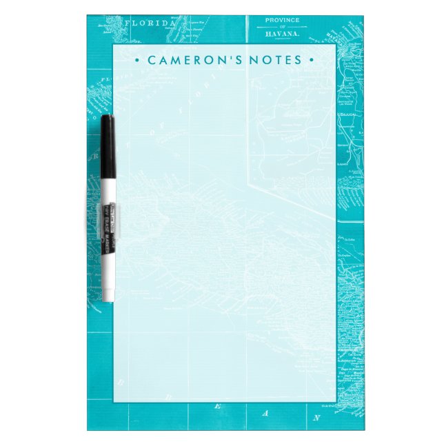 Add Your Name | Blue Cuba Map Dry Erase Board (Front)