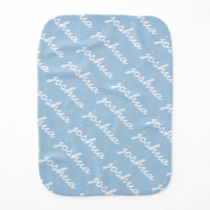 Add-Your-Name Blue Cursive Name Baby Burp Cloth