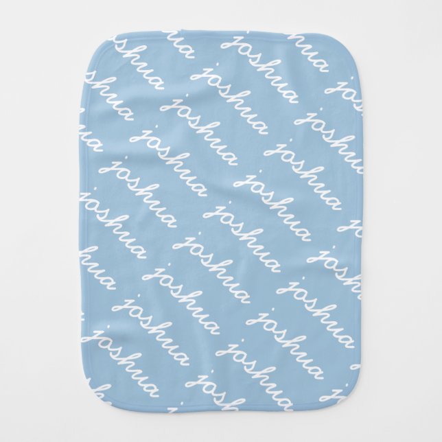 Add-Your-Name Blue Cursive Name  Baby Burp Cloth (Front)