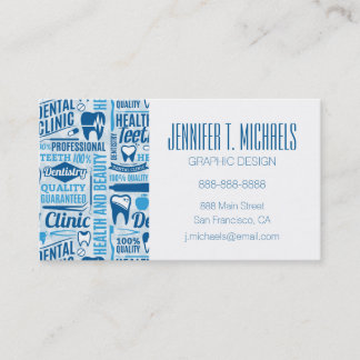 Add Your Name | Blue Dental Clinic Pattern Business Card