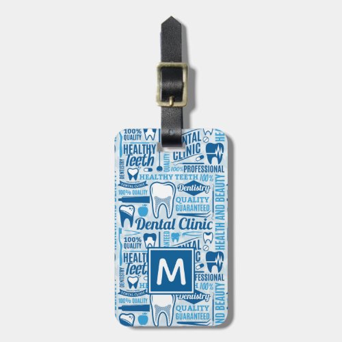 Add Your Name  Blue Dental Clinic Pattern Luggage Tag