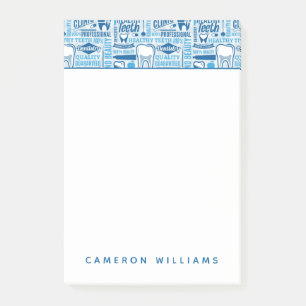 Add Your Name Blue Dental Clinic Pattern Post-it Notes