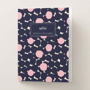 Add Your Name   Blue & Pink Large Dot Pattern Pocket Folder