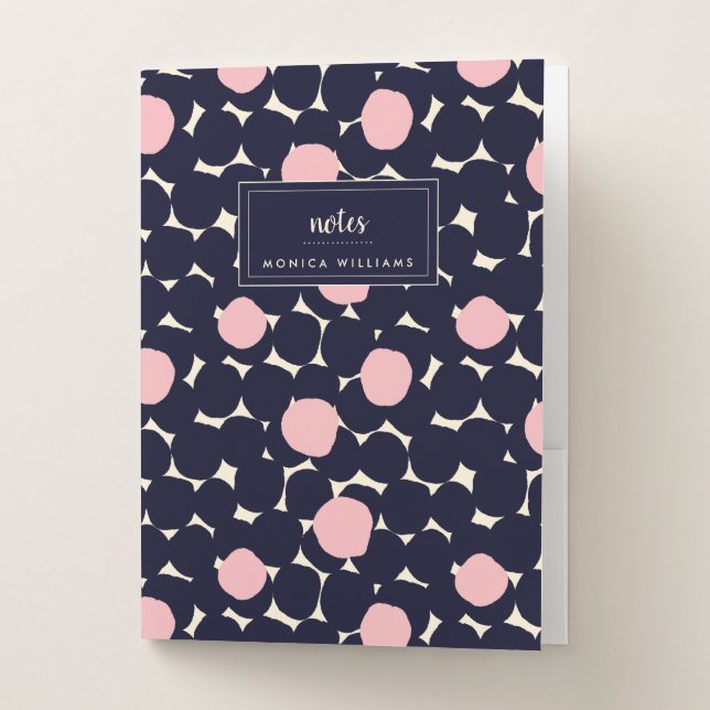 Add Your Name | Blue & Pink Large Dot Pattern Pocket Folder (Front)