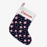 Add Your Name | Blue &amp; Pink Large Dot Pattern Small Christmas Stocking