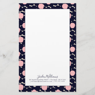 Add Your Name   Blue & Pink Large Dot Pattern Stationery