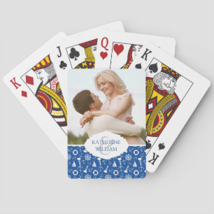 Add Your Name   Blue Sea Pattern Poker Cards