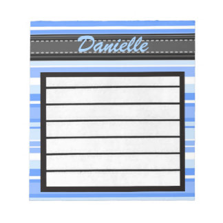 Add Your Name Blue Stripes Notepad