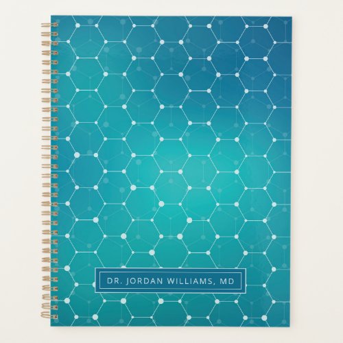 Add Your Name  Blue Teal DNA Pattern Planner