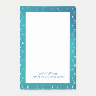 Add Your Name Blue Teal DNA Pattern Post-it Notes
