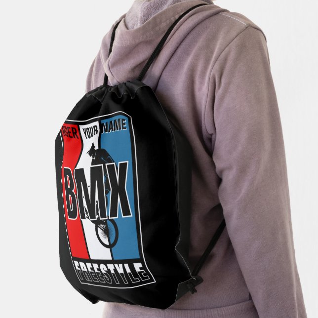 Add Your Name BMX Freestyle Rider                  Drawstring Bag (Insitu)