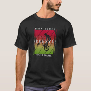 Add Your Name BMX Freestyle Rider on Red Green T-Shirt