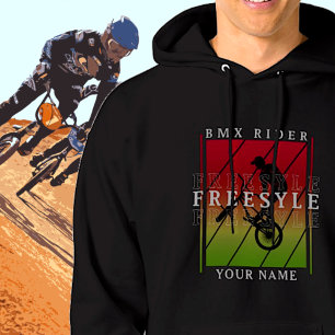 Add Your Name BMX Freestyle Rider - Red Green on Hoodie