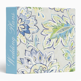Add Your Name Bohemian Blue Flower Binder