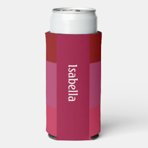 Add Your Name Bold Red & Pinks Seltzer Can Cooler