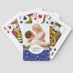 Add Your Name | Bright Blue Shell Pattern Poker Cards