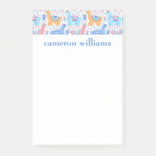 Add Your Name Bright Colorful Alpaca Pattern Post-it Notes