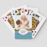 Add Your Name | Bright Flamingo Pattern Poker Cards