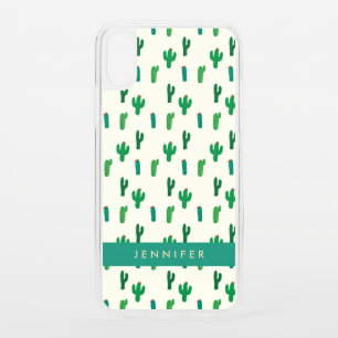 Add Your Name Bright Green Cactus Pattern iPhone XS Case