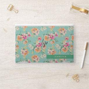 Add Your Name   Bright Sketch Floral Pattern HP Laptop Skin