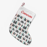 Add Your Name | Brushes &amp; Ink Strokes Pattern Small Christmas Stocking