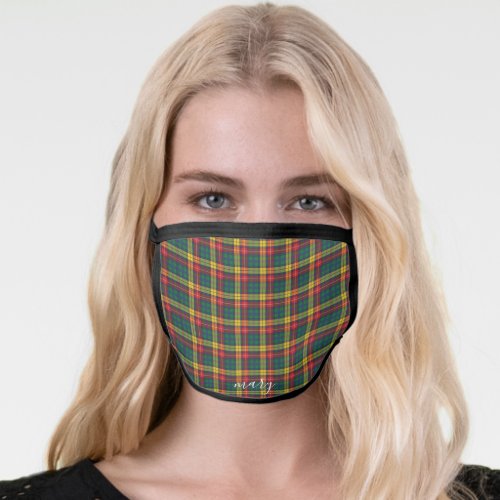 Add Your Name Buchanan Clan Tartan Plaid Pattern Face Mask