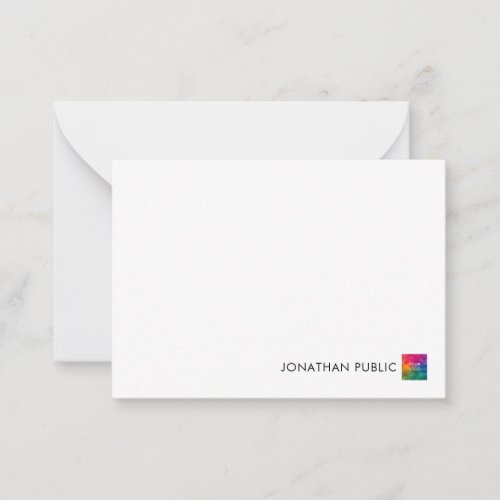 Add Your Name Business Company Logo Minimalistic Note Card