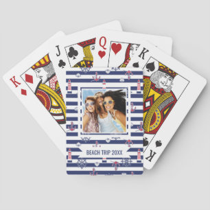 Add Your Name By The Sea Pattern Poker Cards
